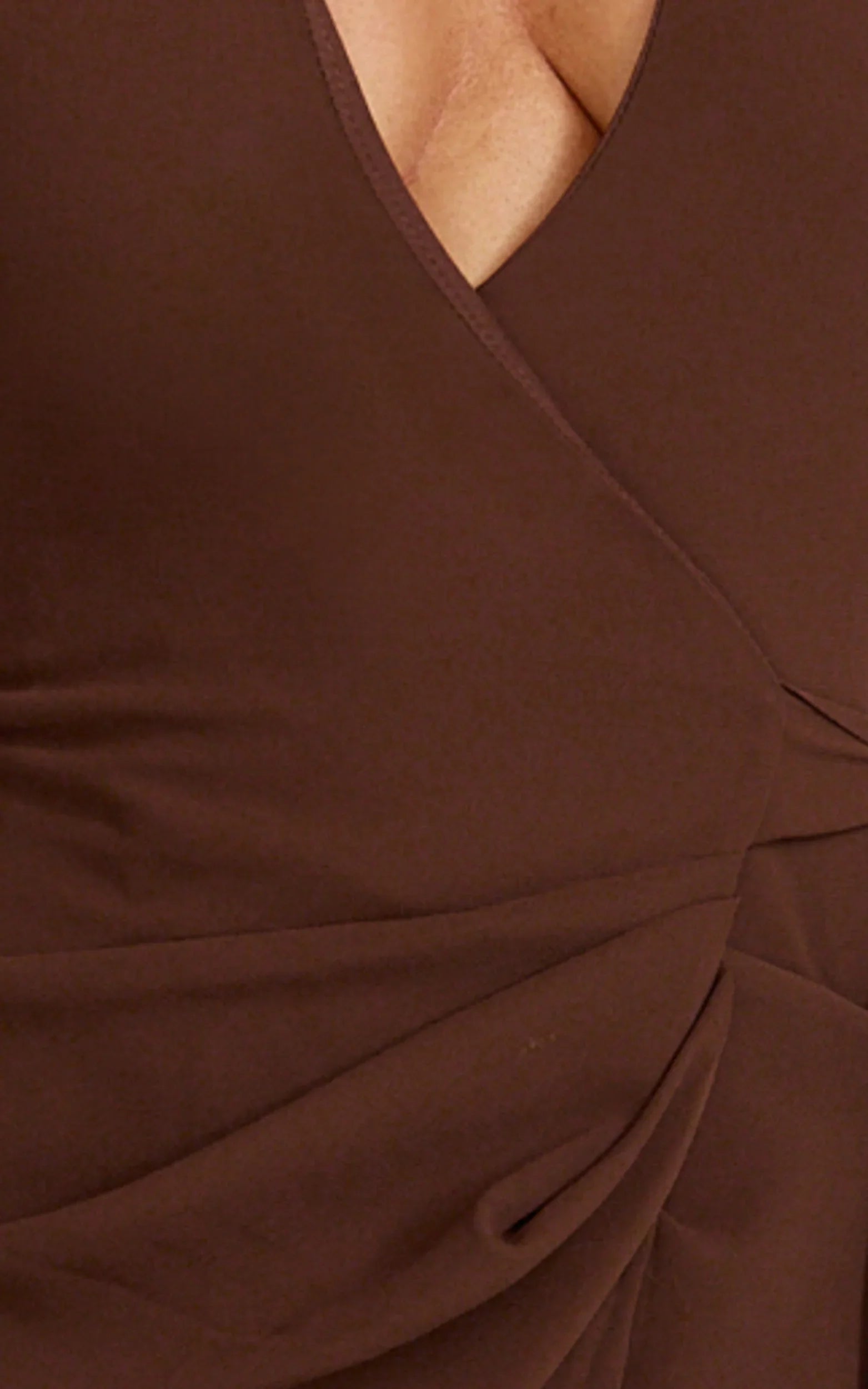 Eva Maxi Dress Plunge Halter Wrap Dress in Chocolate