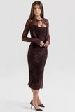 bitter chocolate lace corset midi dress bolero