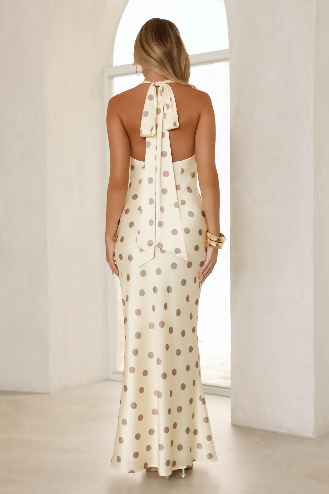 Shes VIP Satin Scarf Maxi Dress Yellow