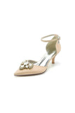 Rhinestone Pointed Toe Kitten Heels With Rhinestone
