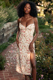 rose print corset midi sundress