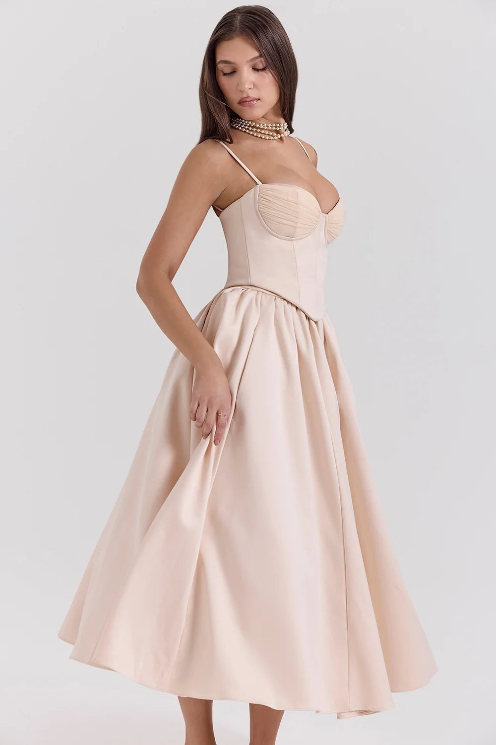 peach satin corset and skirt sale