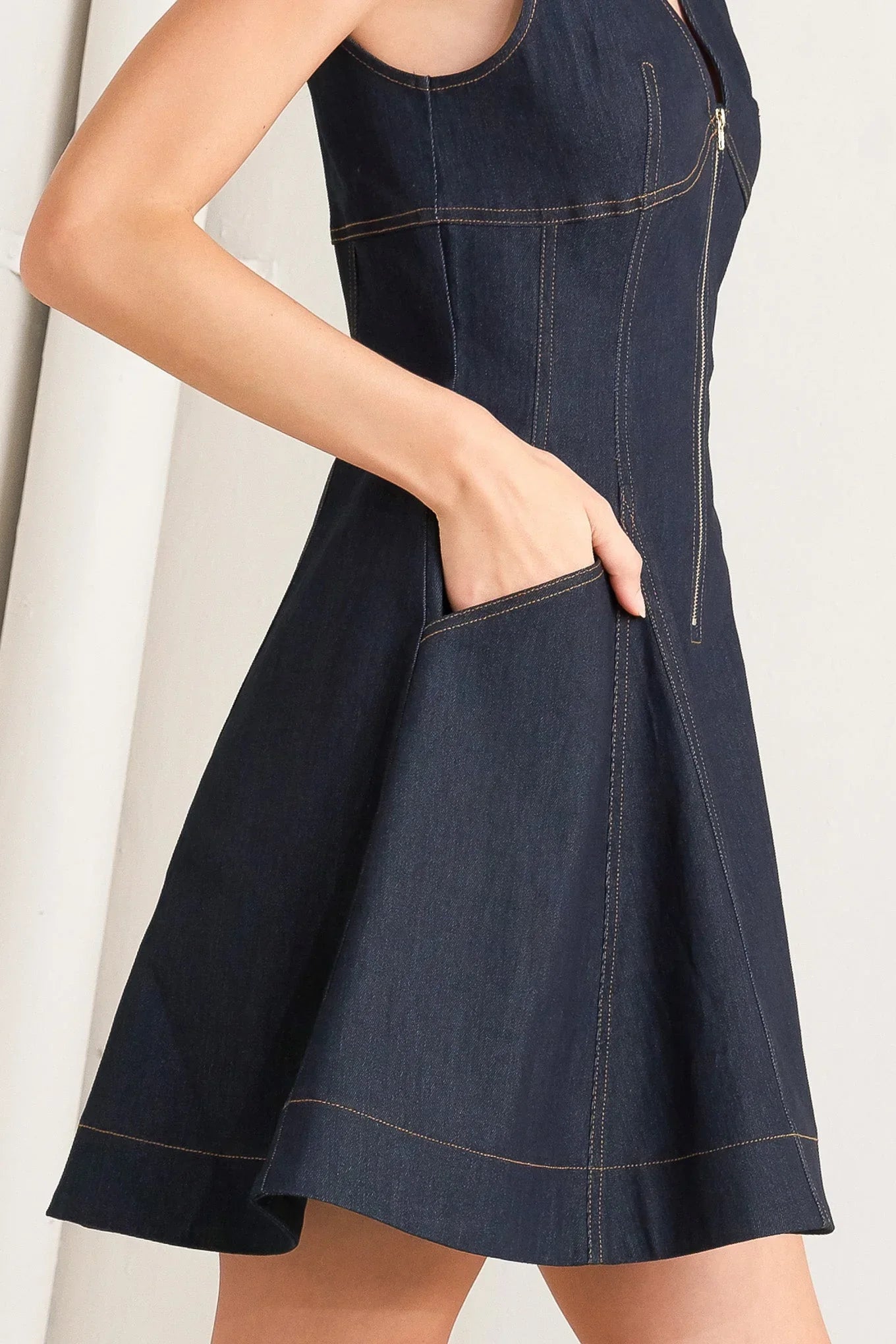 FRESH EDIT DARK DENIM MINI DRESS