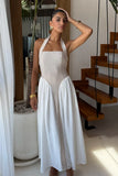 SAMMI MIDI DRESS SAND WHITE