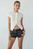 Arley Leather Belted Shorts