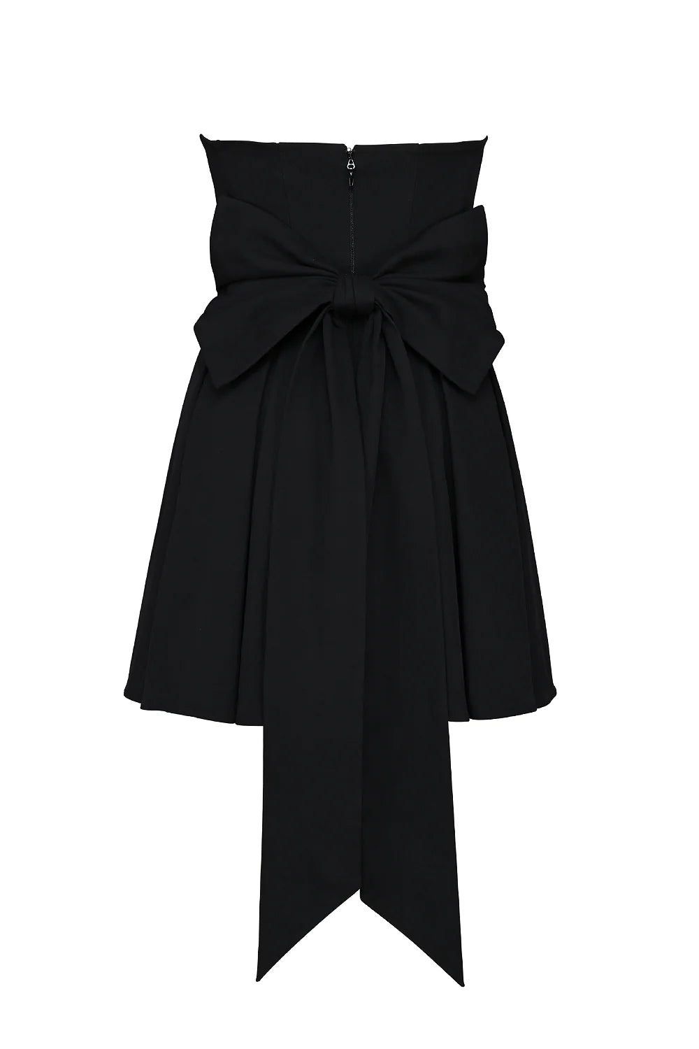 black strapless detachable bow mini dress