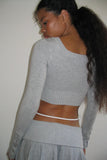 Claude Lightweight Knit Mini Crop Top Heather Grey