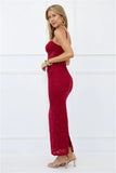 Chic After Dark Lace Maxi Dress Burgundy