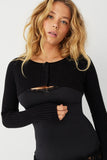 Nila Ribbed Cloud Knit Shrug Black