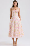 pink meadow print cotton bustier sundress