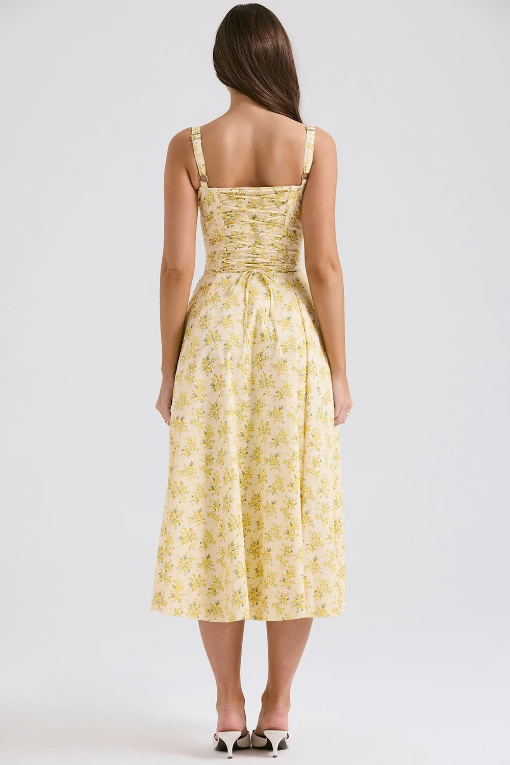 buttercup vintage floral print cotton bustier sundress