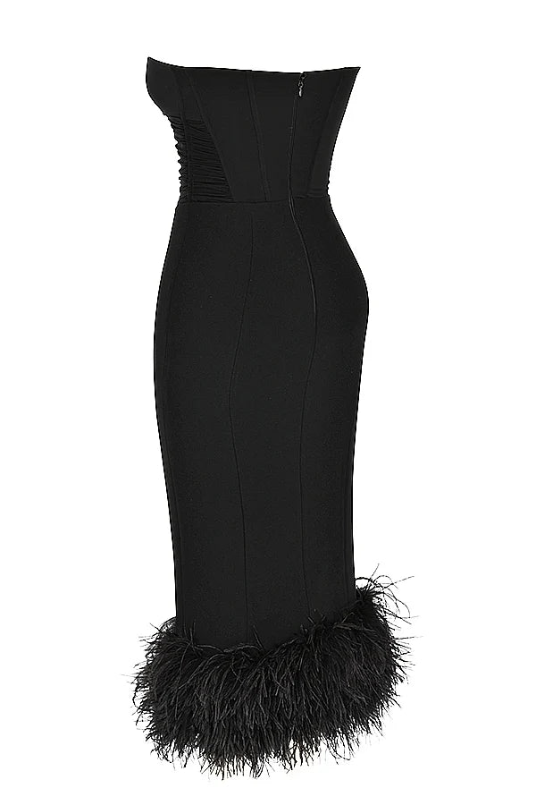 black strapless corset dress