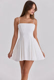 white cotton flared mini sundress