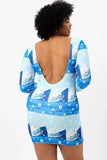 Boz Terry Long Sleeve Dress Blue Tides