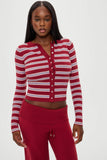 Lenon Button Up Knit Sweater Collegiate Stripe