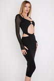 black cutout midi dress
