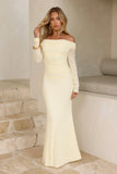 Glam Mesh Off Shoulder Maxi Dress Yellow