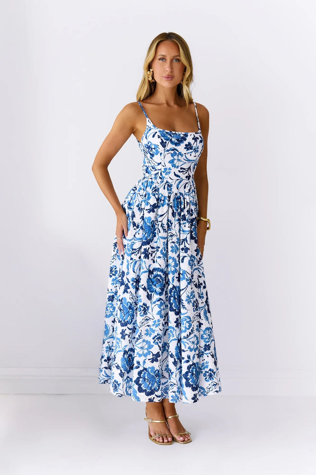 Fresh Blossom Maxi Dress Blue