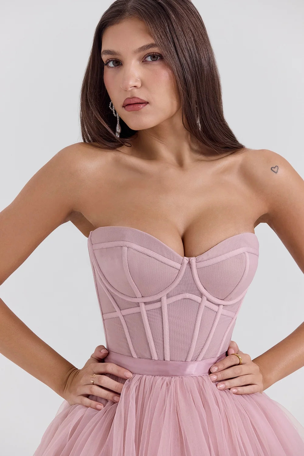 french rose tulle midi dress sale