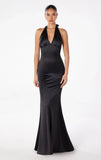 MAREN SATIN HALTER MAXI DRESS