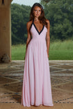 CAROLINA HALTER RUCHED MAXI DRESS MUSK