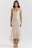 vintage cream floral maxi dress