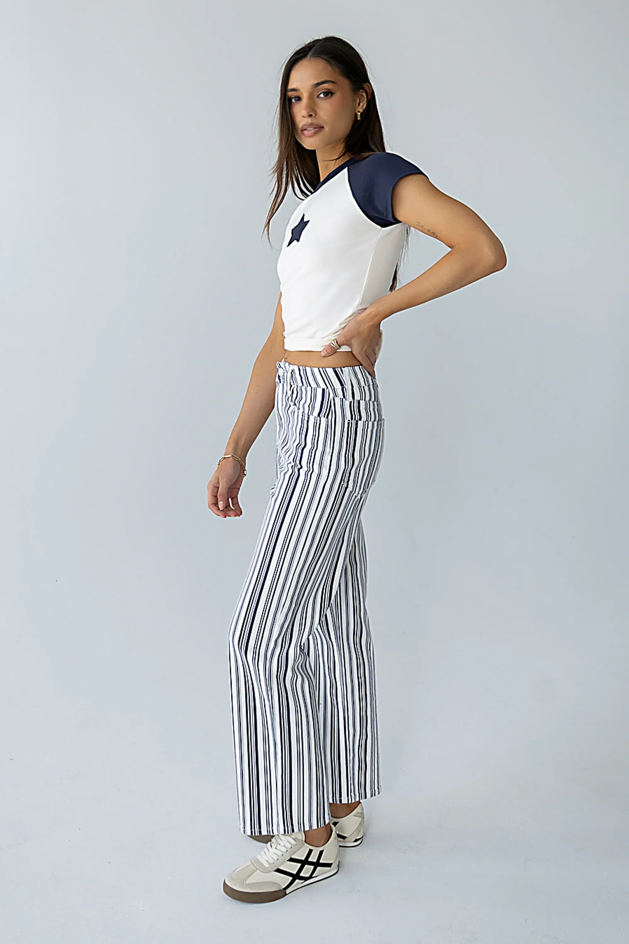 Kimmie Striped Straight Leg Jeans
