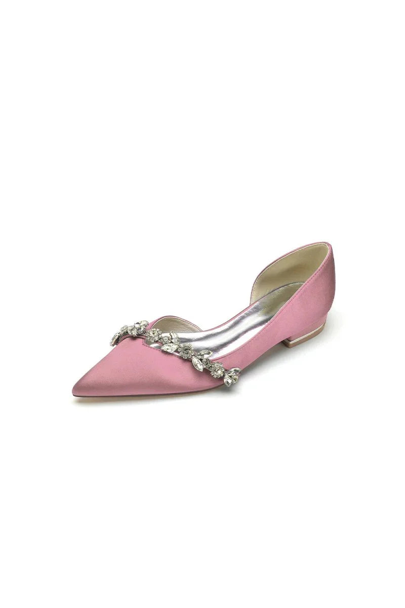 Chic Rhinestone Pointed Toe Kitten Heels