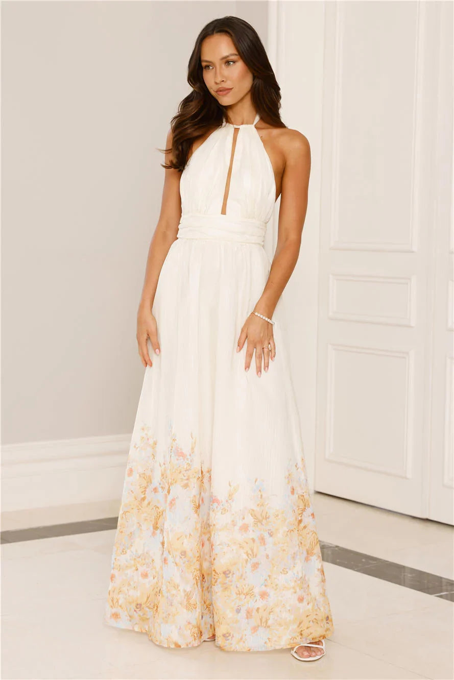 The Meadows Secret Halter Maxi Dress Yellow