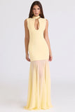 butter yellow keyhole maxi dress