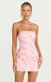 Electra Mini Dress Strapless Bodycon Embellished Sequin Dress in Soft Pink