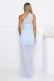Beachfront Soirée One Shoulder Maxi Dress Blue