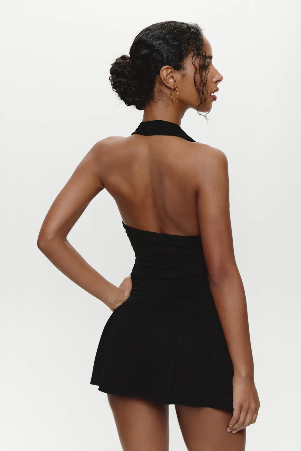 Bowery Cowl Neck Mini Dress Black