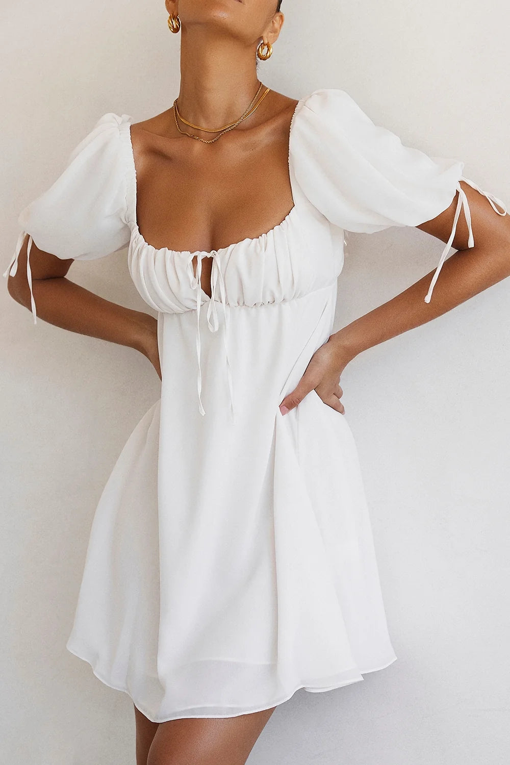 ivory georgette mini dress sale