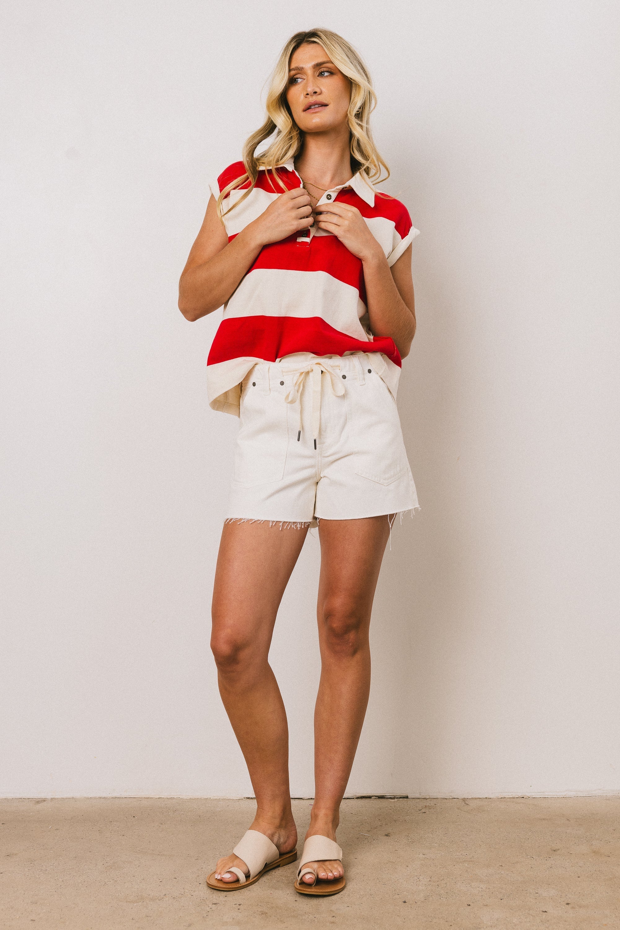 Blake Striped Top in Red