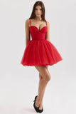 holly red tulle mini dress