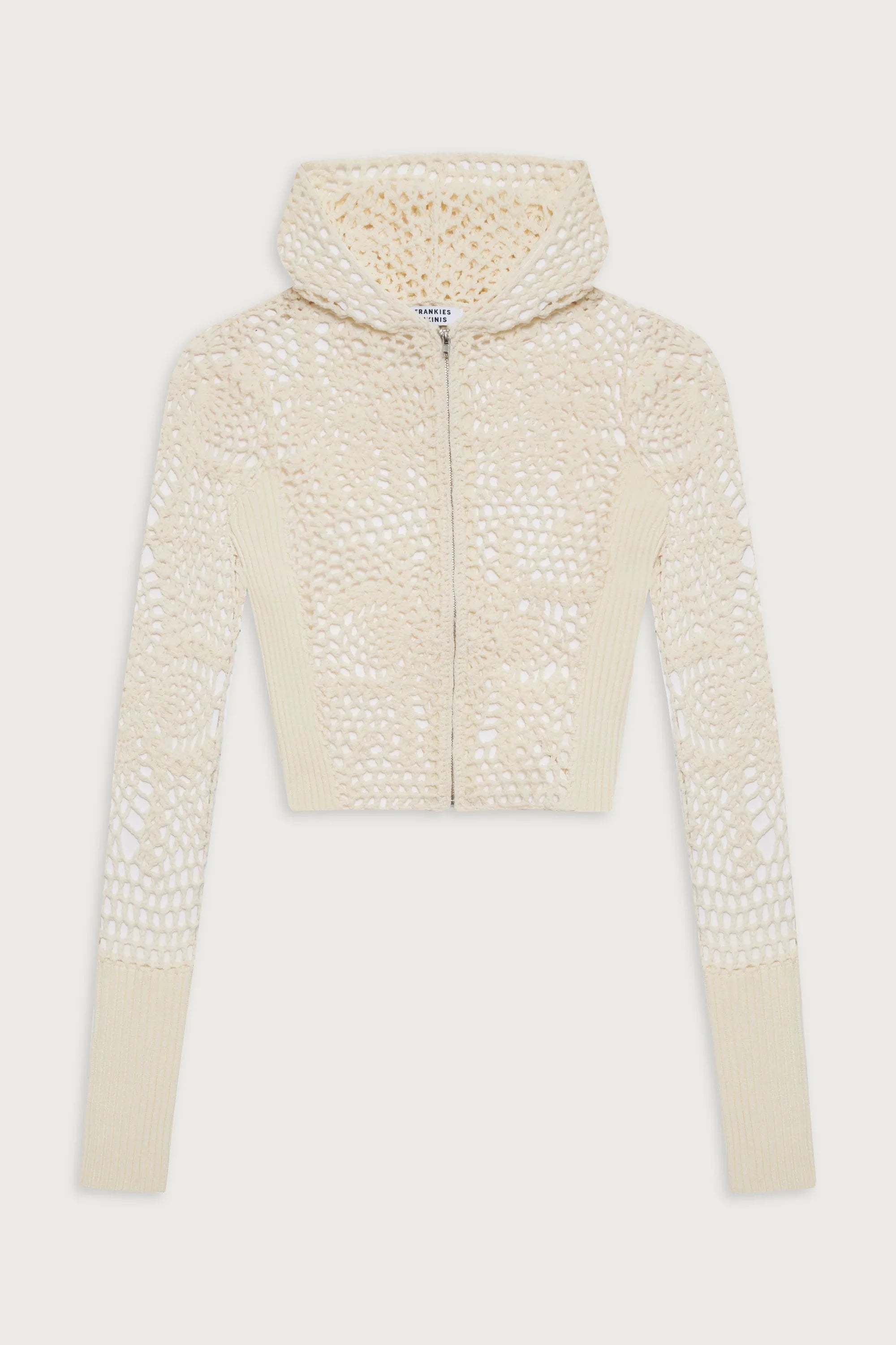 Lyla Crochet Zip Up Hoodie White