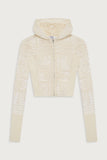 Lyla Crochet Zip Up Hoodie White