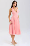 peach georgette halter sundress