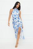 Cupids Kiss Halter Midi Dress Blue