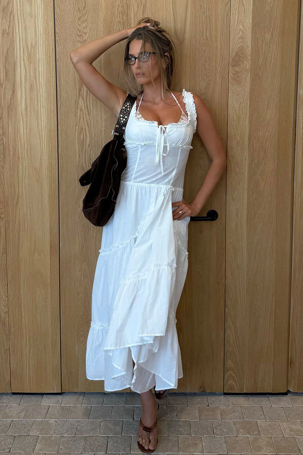 Keepsake Cotton Ruffle Maxi Dress Daisy White