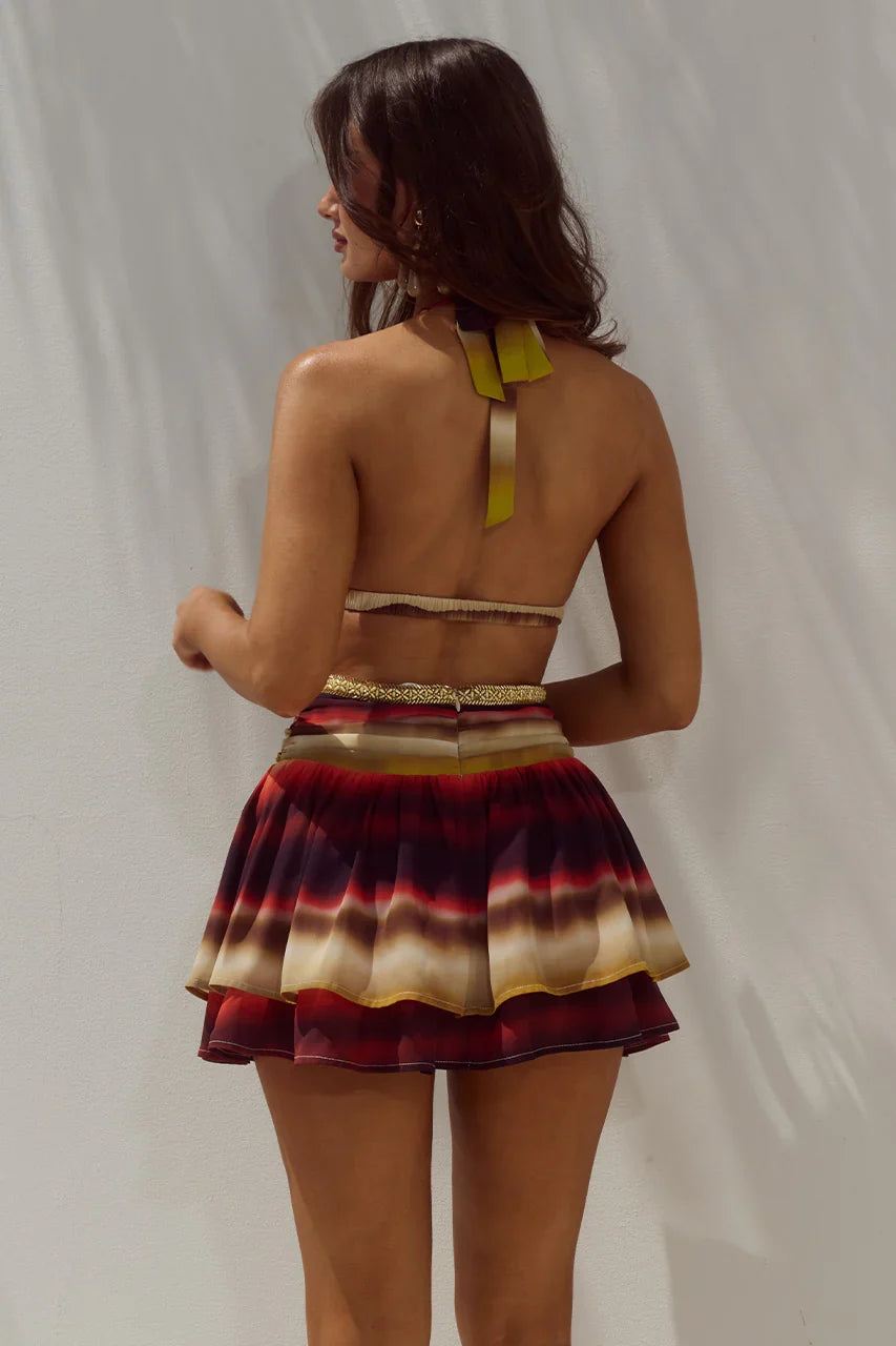 XYLIA HALTER LOW PLUNGE MINI DRESS ANABELL RED