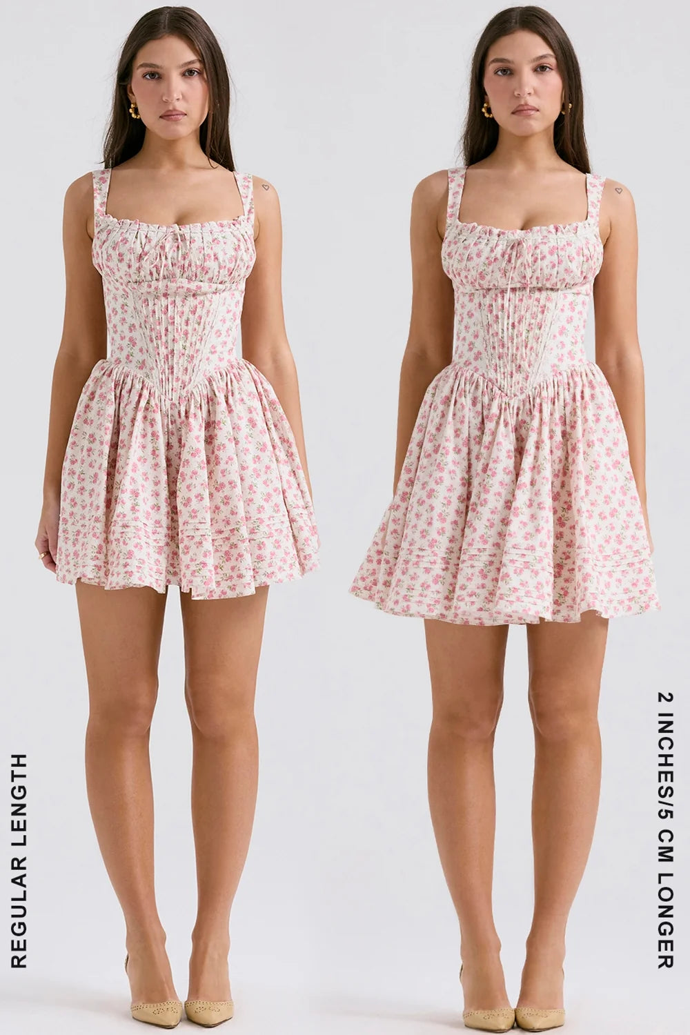 white rosebud print cotton mini dress