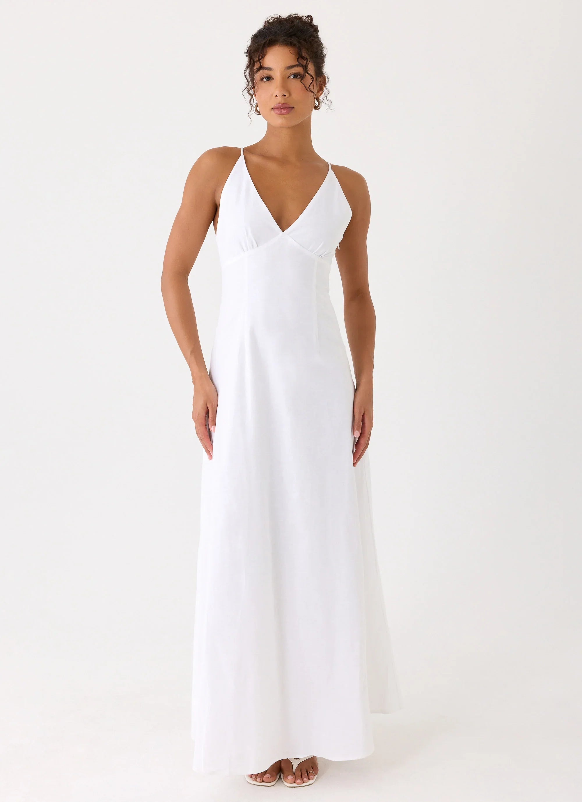 Calianna Linen Maxi Dress White