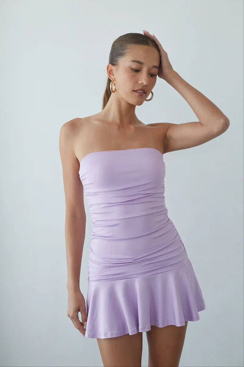 Alora Strapless Ruched Mini Dress