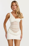 Lola Mini Dress One Shoulder Contrast Bodycon Dress in White