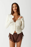 Lenon Cloud Knit Button Up Cardigan Porcelain