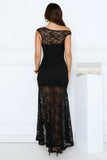 Sultry Spin Lace Off Shoulder Maxi Dress Black