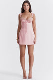 rose satin and lace mini dress