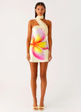Isa Scarf Satin Mini Dress Frangipani Yellow